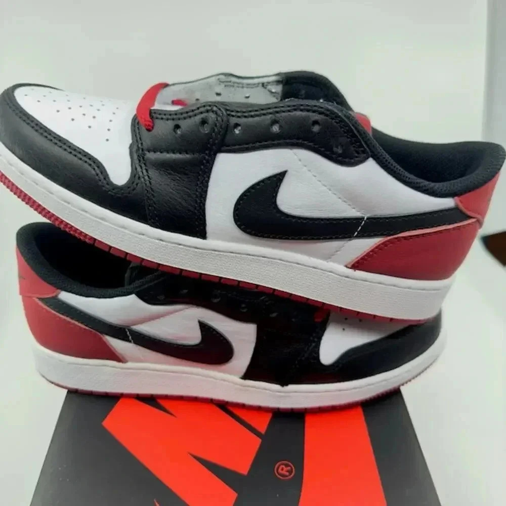 NEW Air Jordan 1 Retro Low OG GS Sneakers CZ0858-106 White Red Black Kids 7Y - Picture 5 of 8